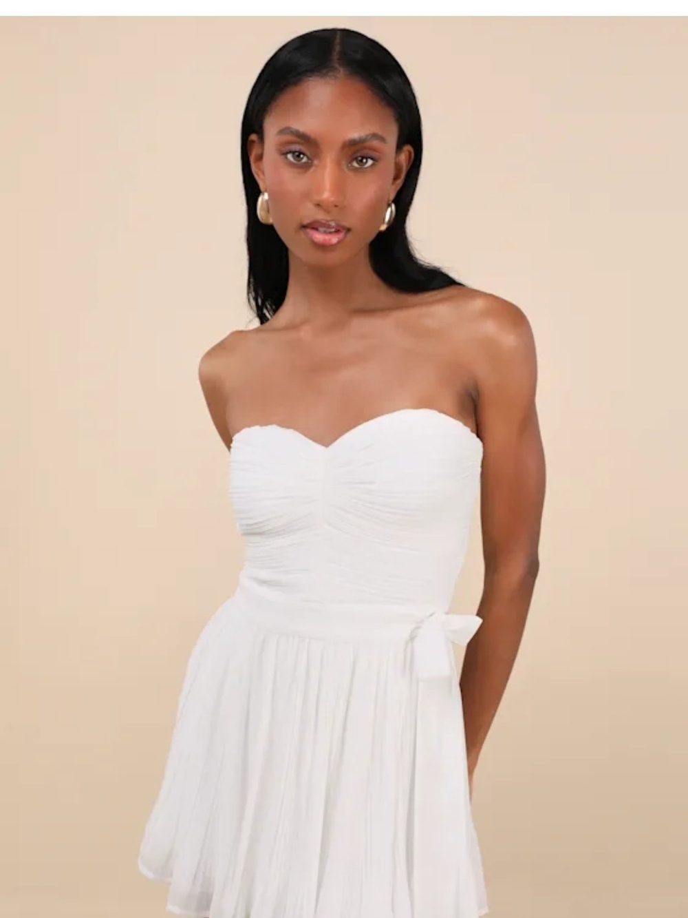 Lulus Seriously Sensational White Strapless Romper Dress Size S